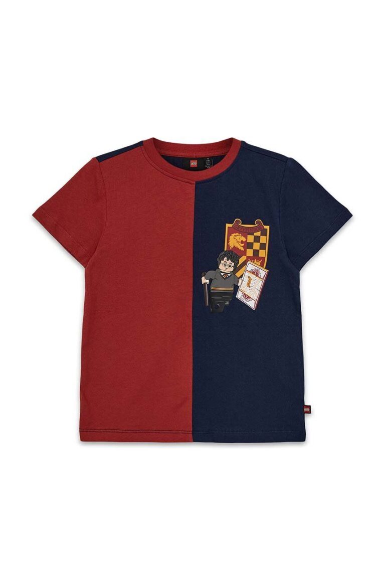 Lego tricou de bumbac pentru copii LWTANO 707 culoarea bordo