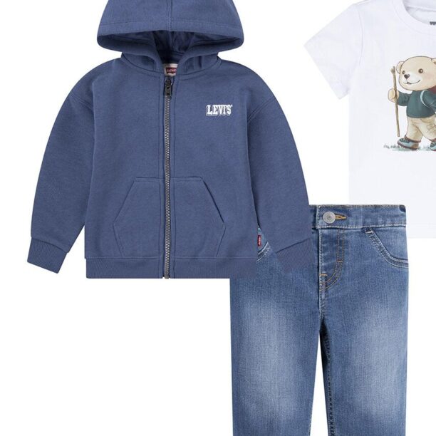 Levi's compleu bebe FULL ZIP HIKING TEE & PANT culoarea albastru marin