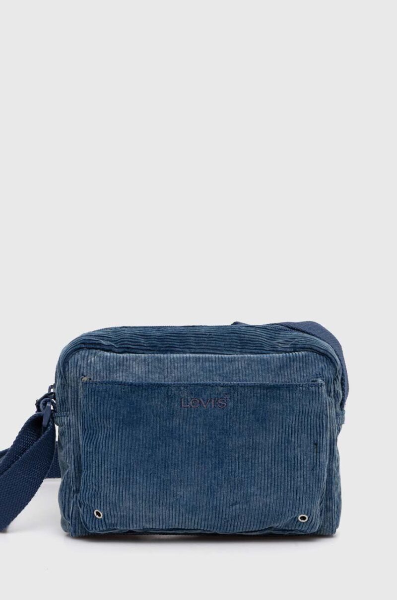 Levi's geantă din catifea culoarea albastru marin