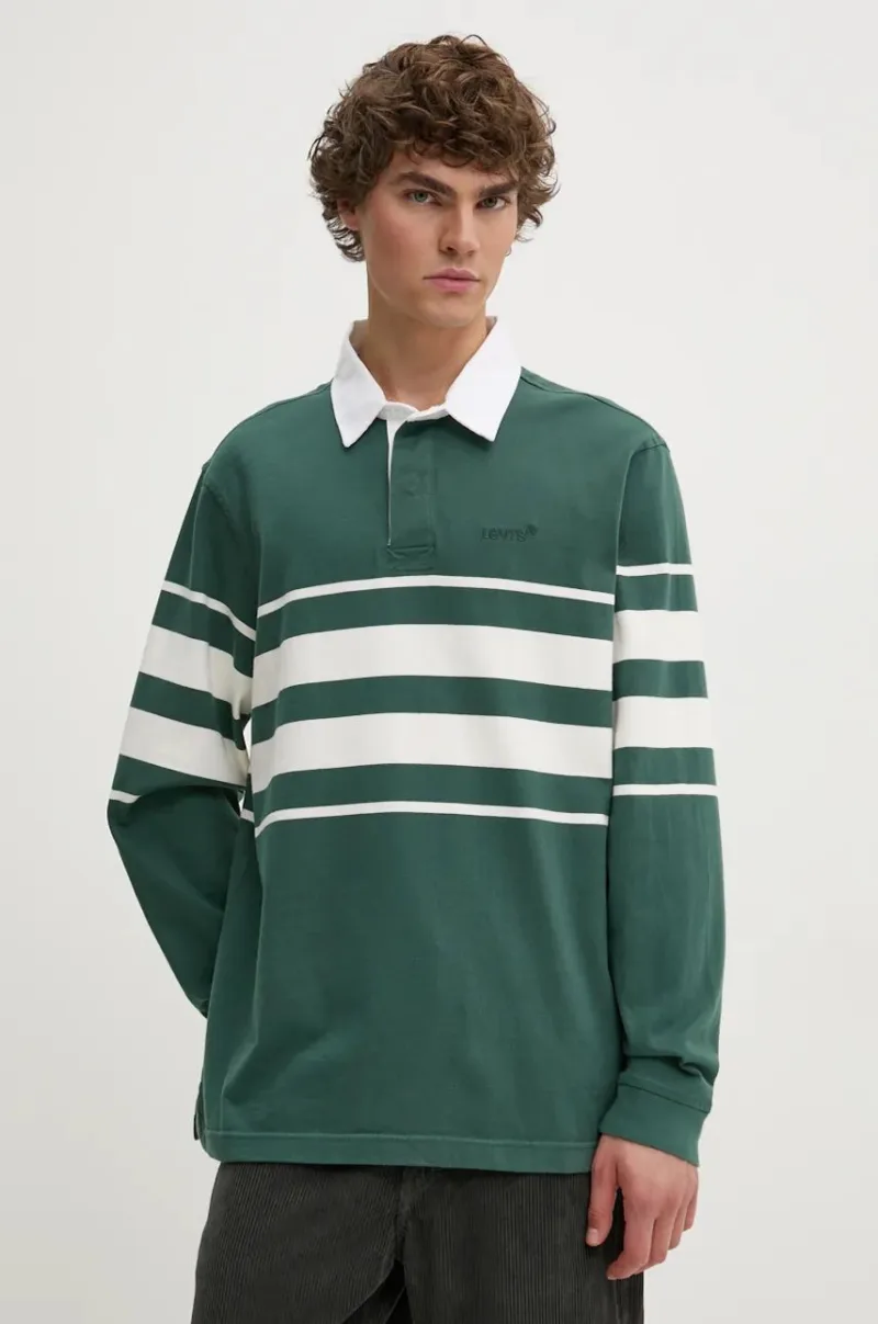 Levi's longsleeve din bumbac culoarea verde