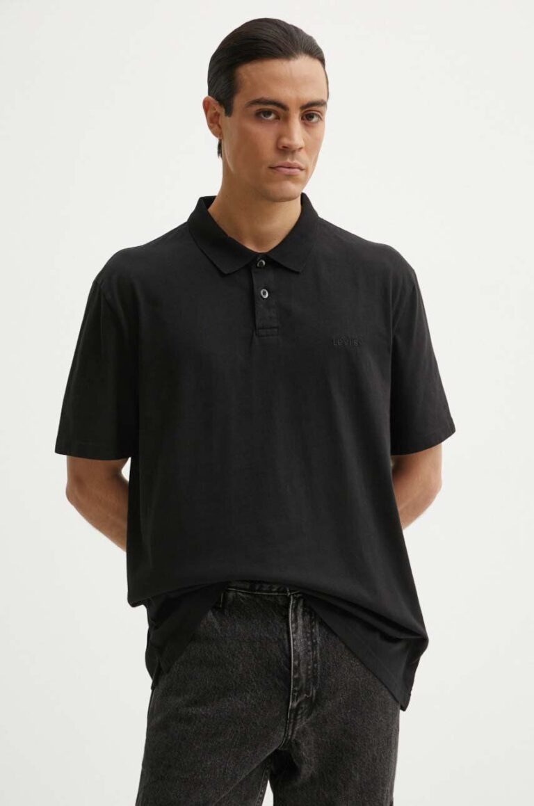 Levi's polo de bumbac culoarea negru