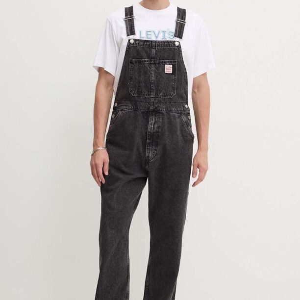 Levi's salopete din denim culoarea negru