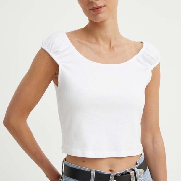 Levi's top din bumbac culoarea alb