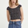 Levi's top din bumbac culoarea negru