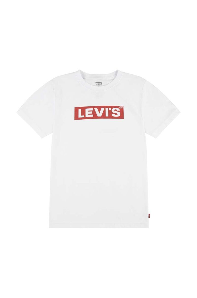 Levi's tricou copii BOXTAB TEE culoarea alb