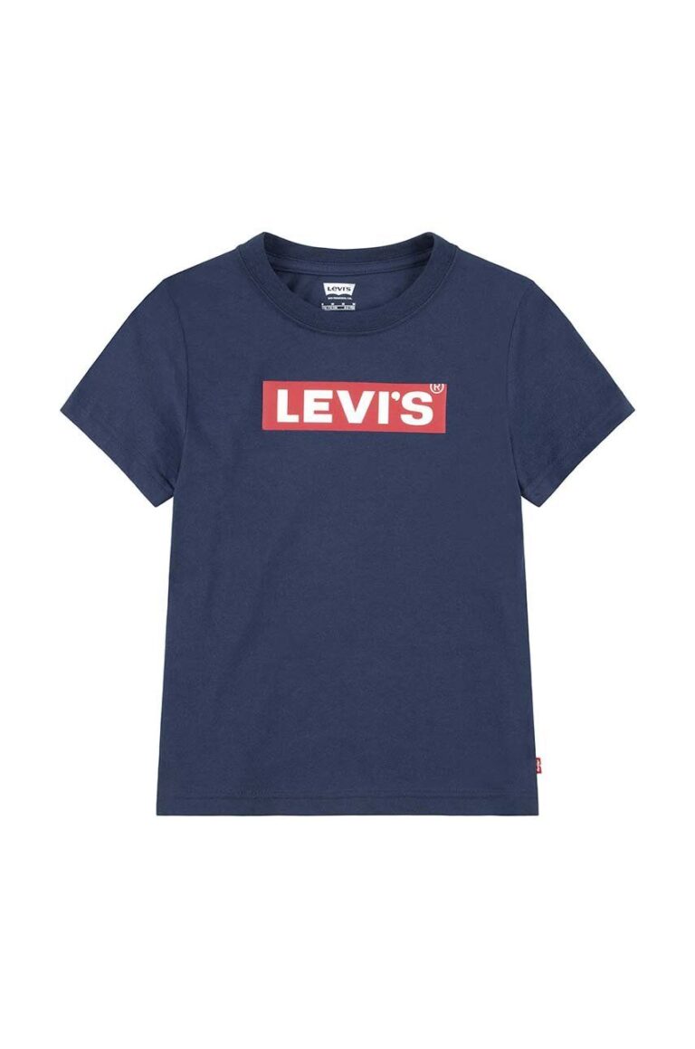 Levi's tricou copii BOXTAB TEE culoarea albastru marin