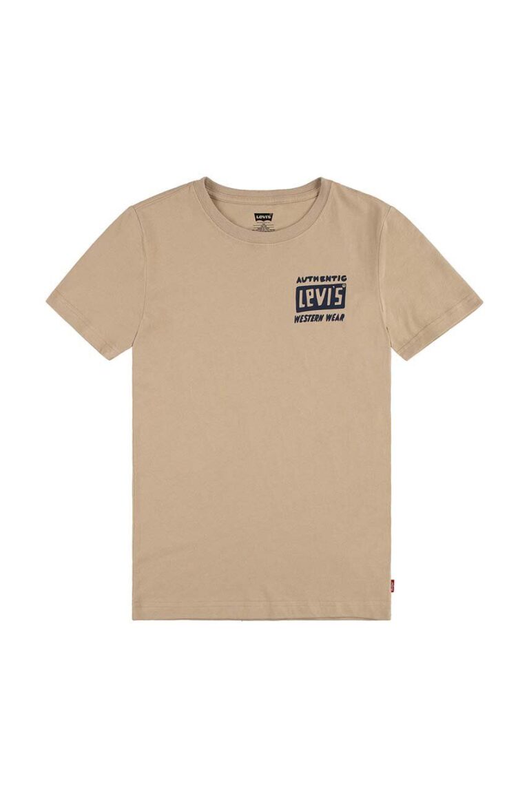 Levi's tricou de bumbac pentru copii CACTUS OUT WEST TEE culoarea bej