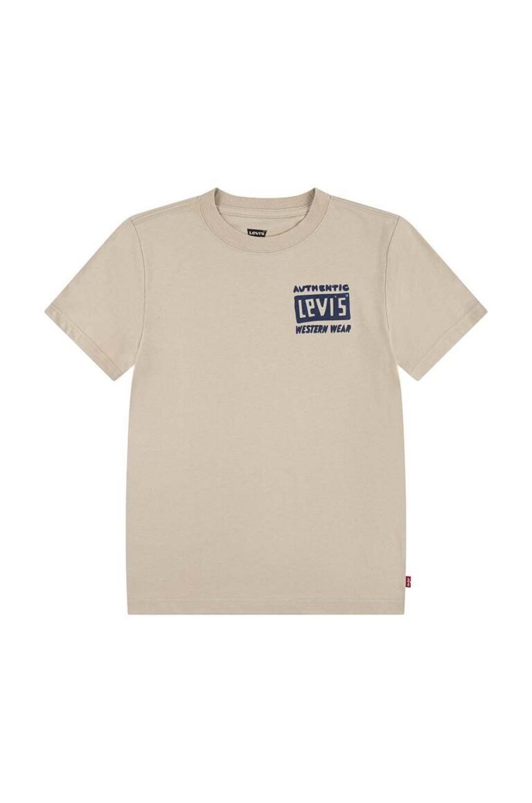 Levi's tricou de bumbac pentru copii CACTUS OUT WEST TEE culoarea bej