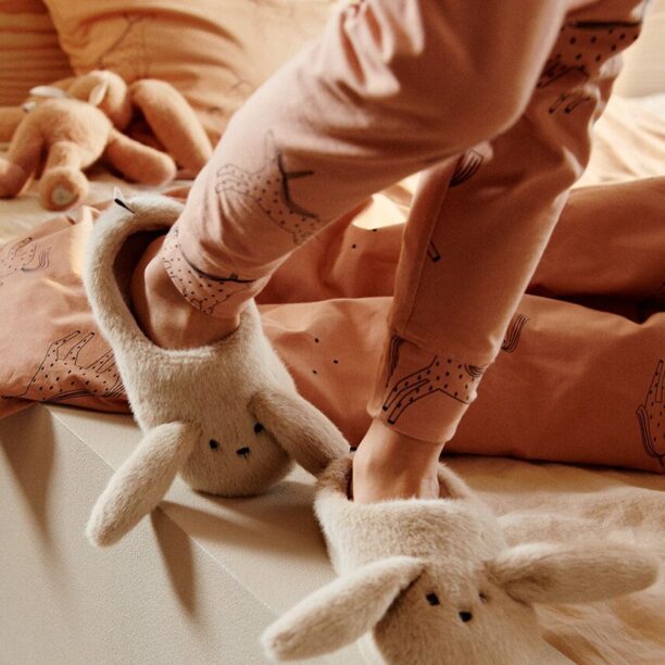 Liewood papuci copii Aviaja Rabbit Slippers culoarea bej