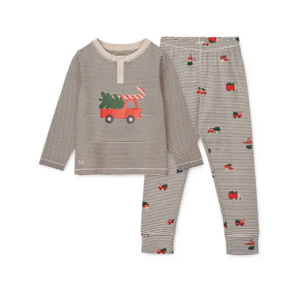 Liewood pijamale de bumbac pentru copii Wilhelm Printed Pyjamas Set culoarea albastru marin