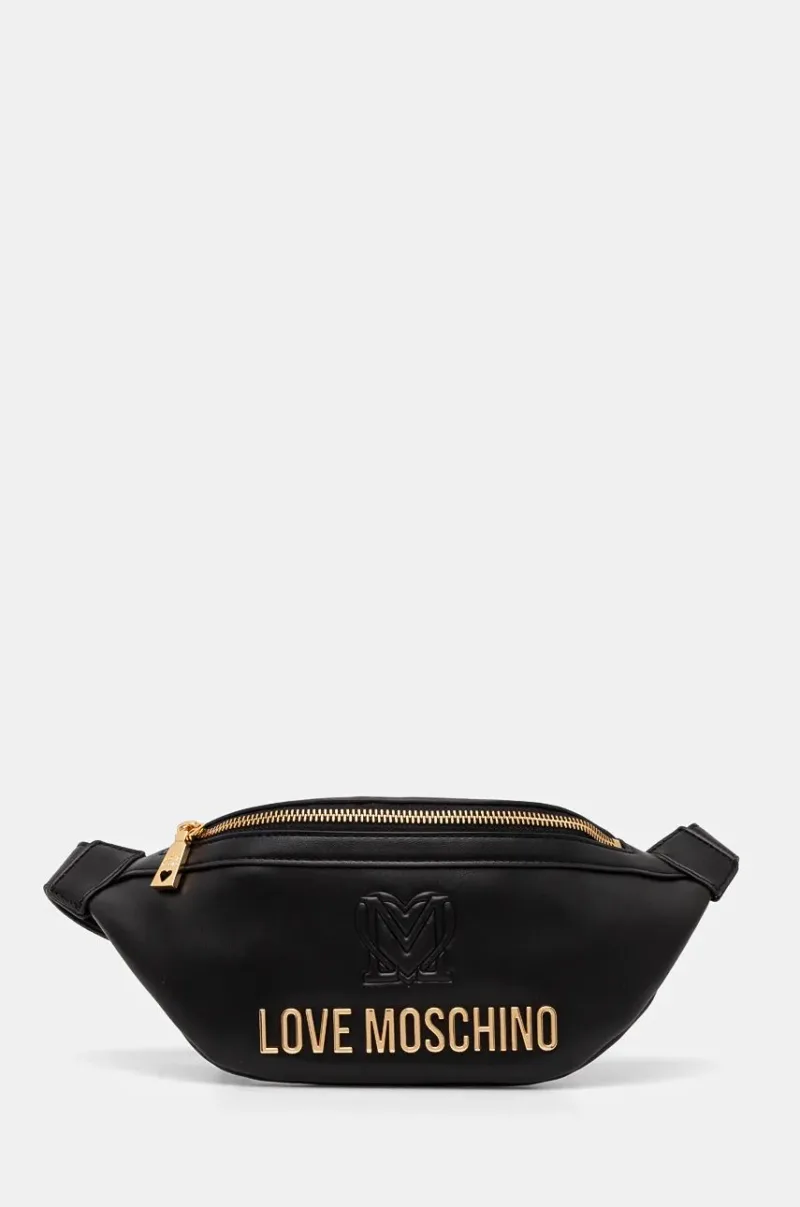 Love Moschino borseta de piele culoarea negru