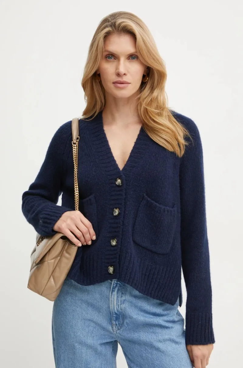 MAX&Co. cardigan din lana culoarea albastru marin