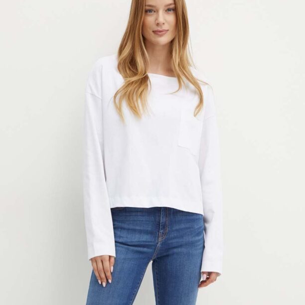 MAX&Co. longsleeve din bumbac culoarea alb