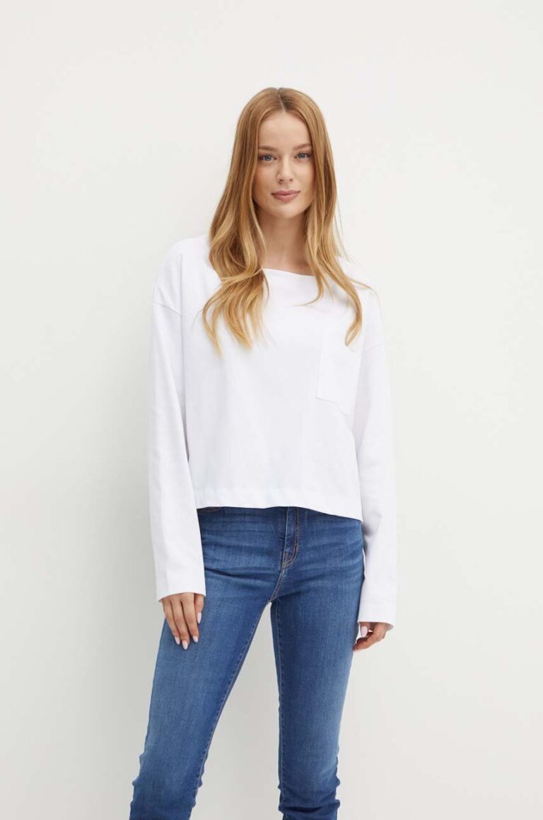 MAX&Co. longsleeve din bumbac culoarea alb