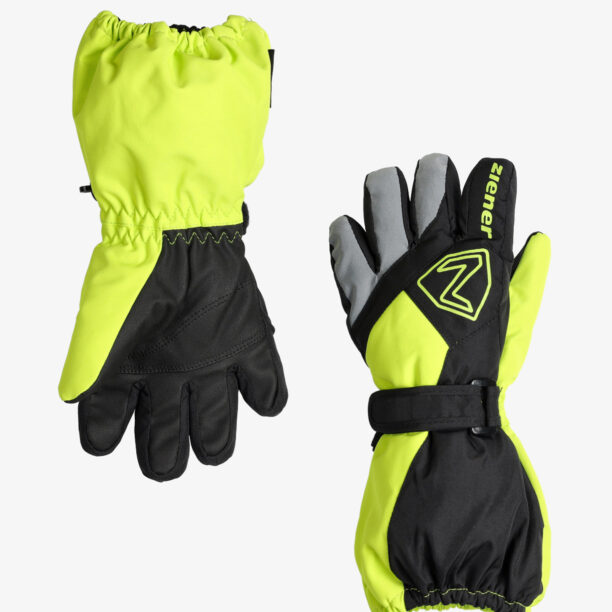 Mănuși pentru copii Ziener Lauro AS Glove Junior - black/lime preţ