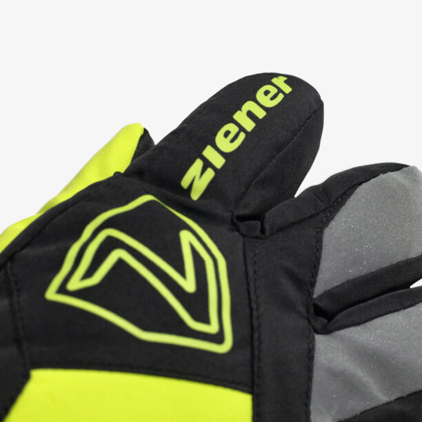 Original Mănuși pentru copii Ziener Lauro AS Glove Junior - black/lime