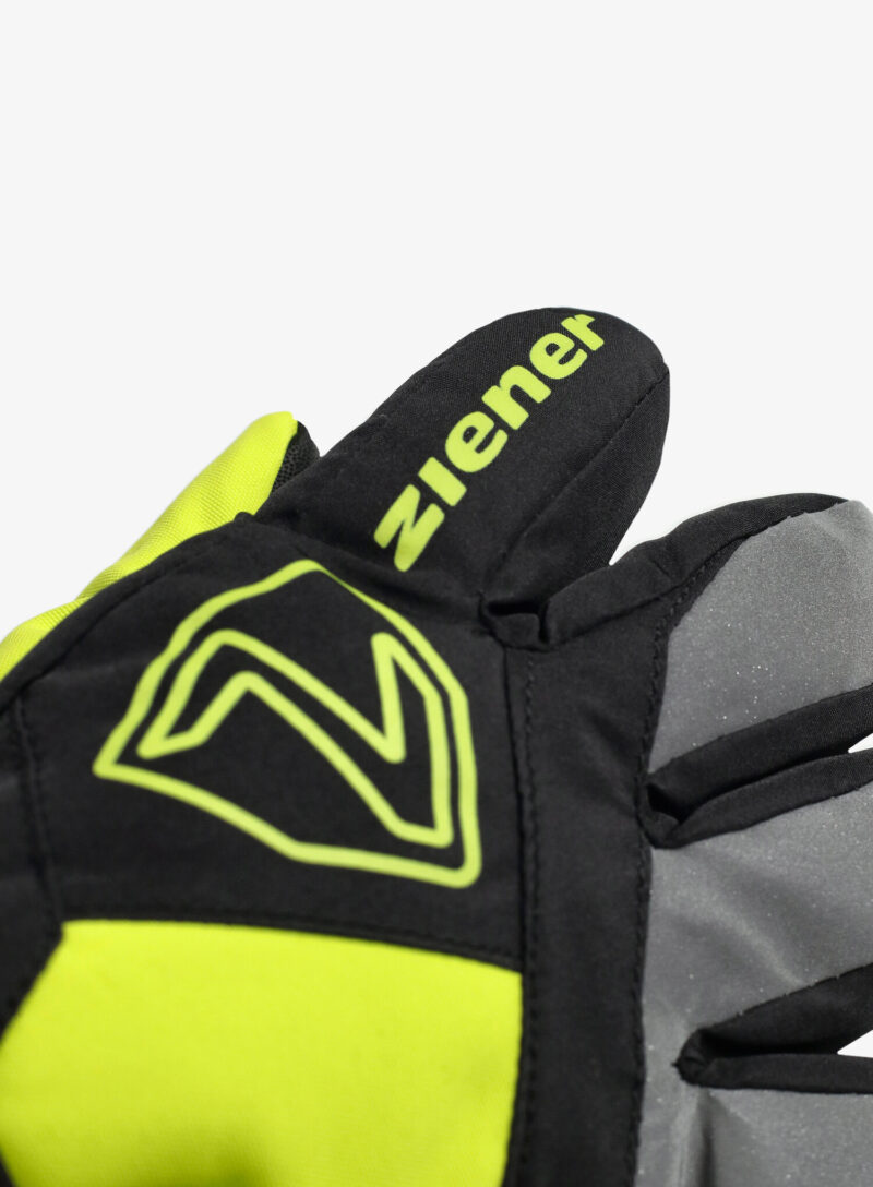 Original Mănuși pentru copii Ziener Lauro AS Glove Junior - black/lime