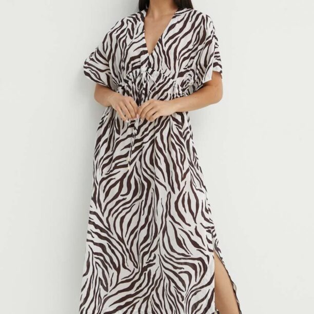 Max Mara Beachwear rochie de plajă din bumbac culoarea maro