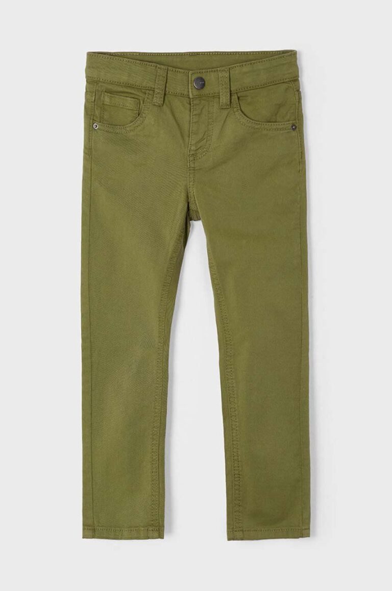 Mayoral pantaloni copii slim fit basic culoarea verde