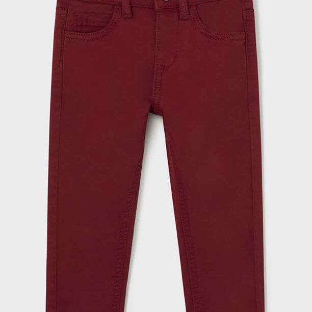 Mayoral pantaloni de bumbac pentru copii slim fit basic culoarea bordo