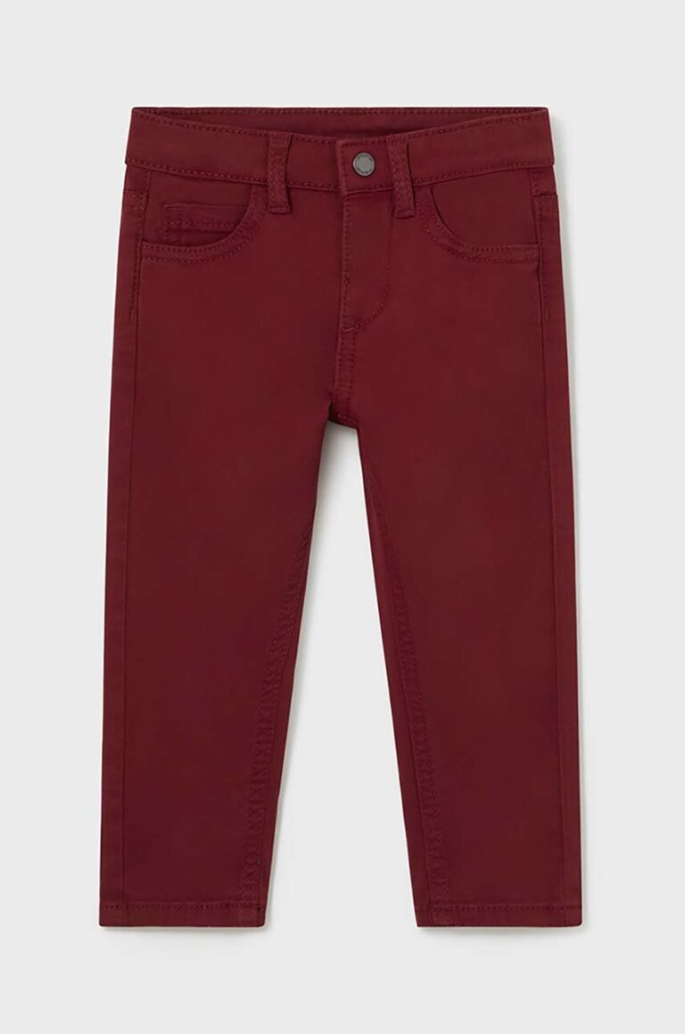 Mayoral pantaloni de bumbac pentru copii slim fit basic culoarea bordo