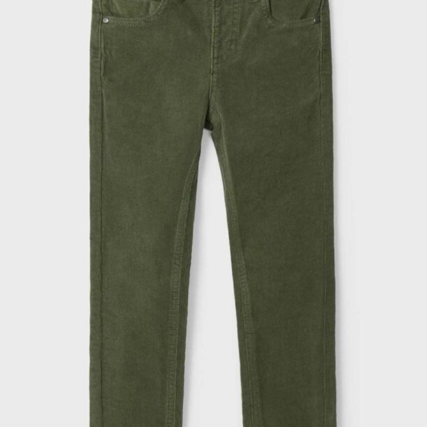 Mayoral pantaloni din catifea pentru copii sztruks slim fit basi culoarea verde