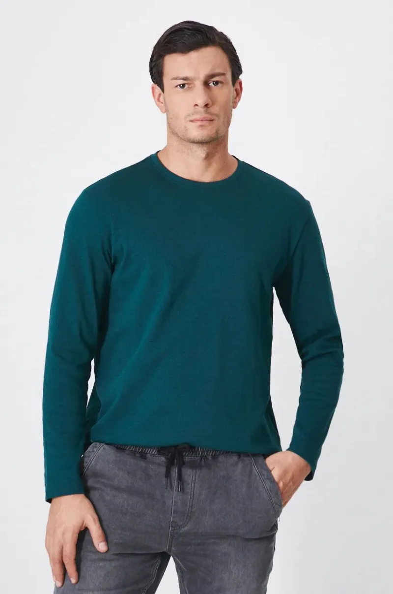 Medicine longsleeve din bumbac culoarea verde