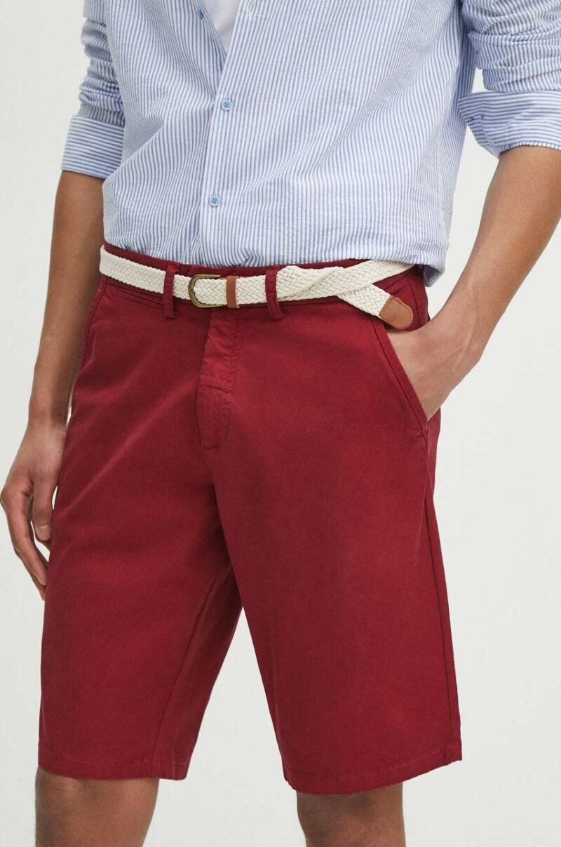 Medicine pantaloni scurti din bumbac culoarea bordo