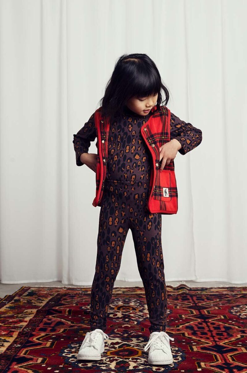 Mini Rodini longsleeve copii Leopard culoarea maro