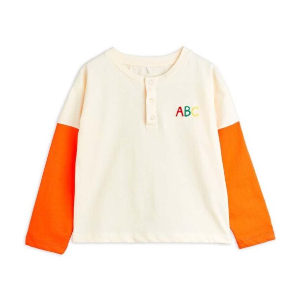 Mini Rodini longsleeve din bumbac pentru copii ABC culoarea alb