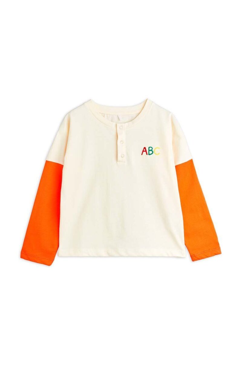 Mini Rodini longsleeve din bumbac pentru copii ABC culoarea alb