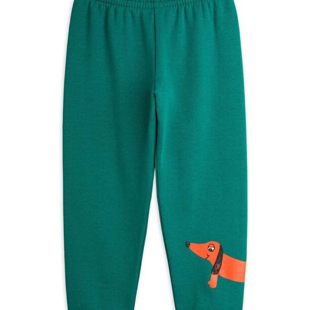 Mini Rodini pantaloni de trening din bumbac pentru copii Dog culoarea verde