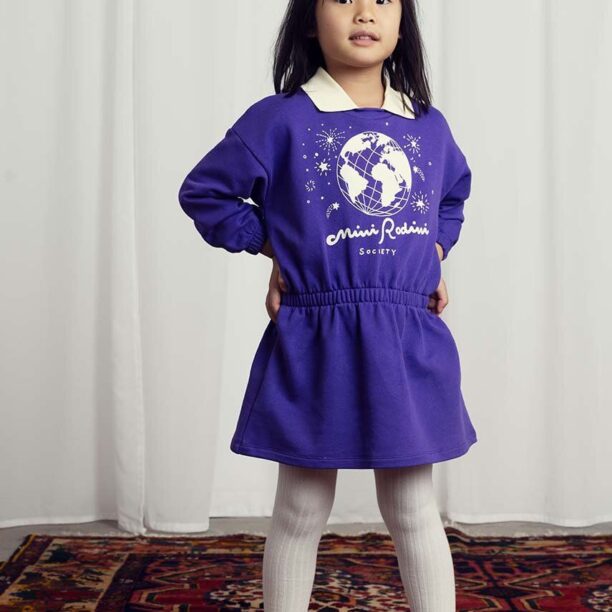 Mini Rodini rochie din bumbac pentru copii culoarea violet