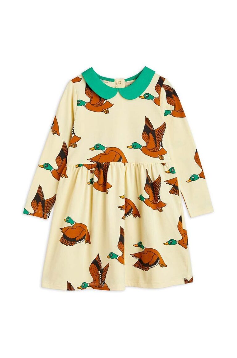 Mini Rodini rochie fete Ducks culoarea galben