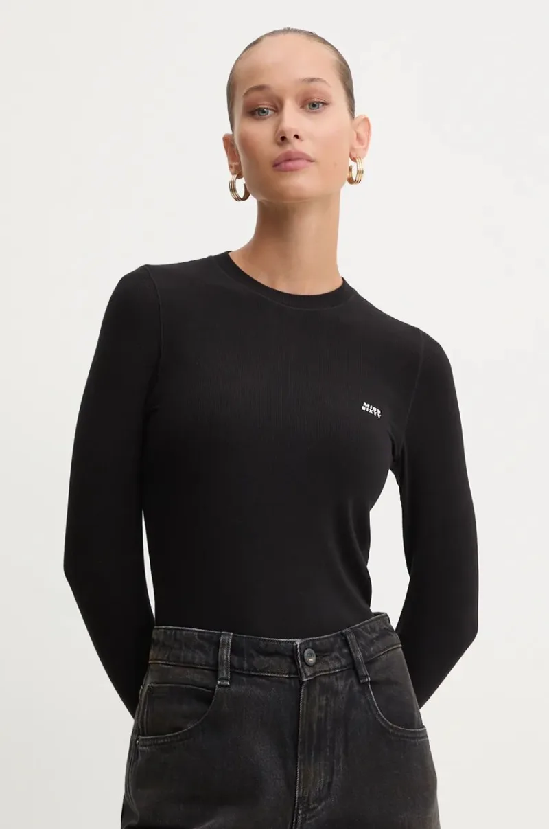 Miss Sixty longsleeve din amestec de lana culoarea negru