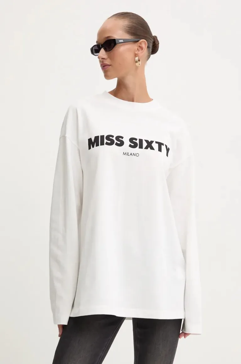 Miss Sixty longsleeve din bumbac culoarea alb