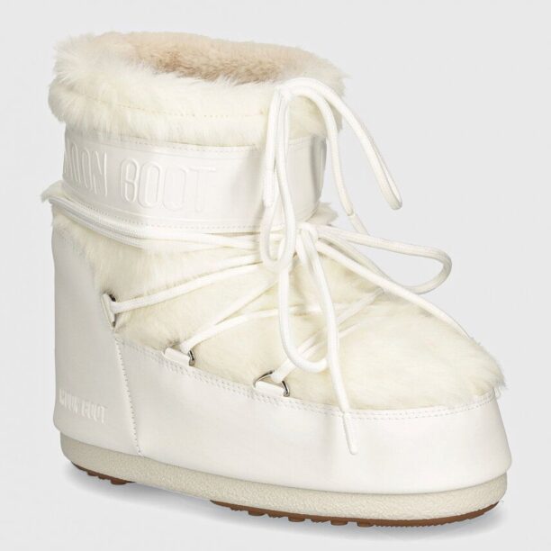 Moon Boot cizme de iarna MB ICON LOW FAUX FUR culoarea alb