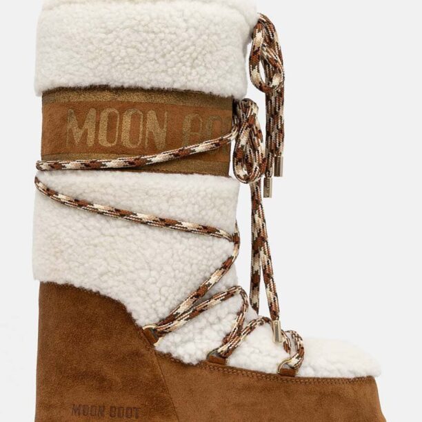 Moon Boot cizme de zapada din piele intoarsa MB ICON SHEARLING culoarea maro