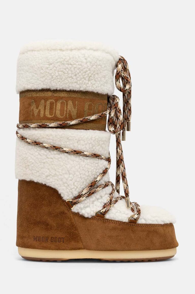 Moon Boot cizme de zapada din piele intoarsa MB ICON SHEARLING culoarea maro