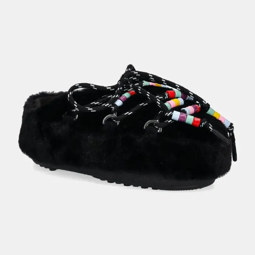 Moon Boot papuci de casa MB MULE FAUX FUR BEADS culoarea negru