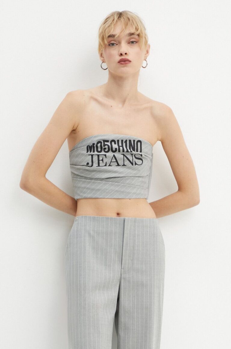 Moschino Jeans tricou din amestec de lana culoarea gri