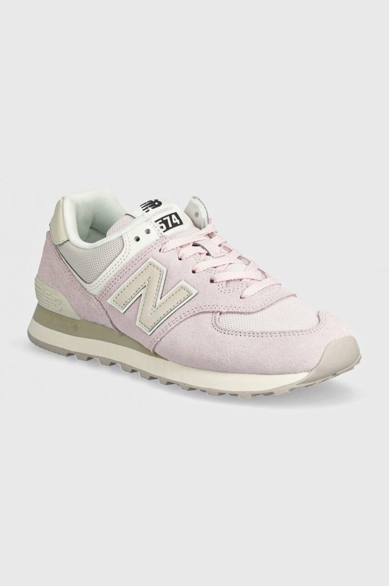 New Balance sneakers din piele intoarsă 574 culoarea roz