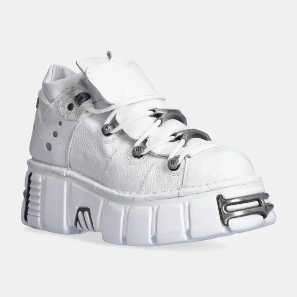 New Rock sneakers din piele Napa Blanca + Tower Blanco Acero culoarea alb