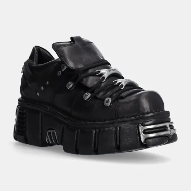 New Rock sneakers din piele culoarea negru