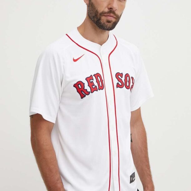 Nike tricou MLB Boston Red Sox culoarea alb