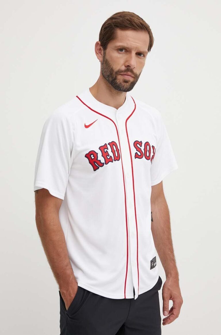 Nike tricou MLB Boston Red Sox culoarea alb