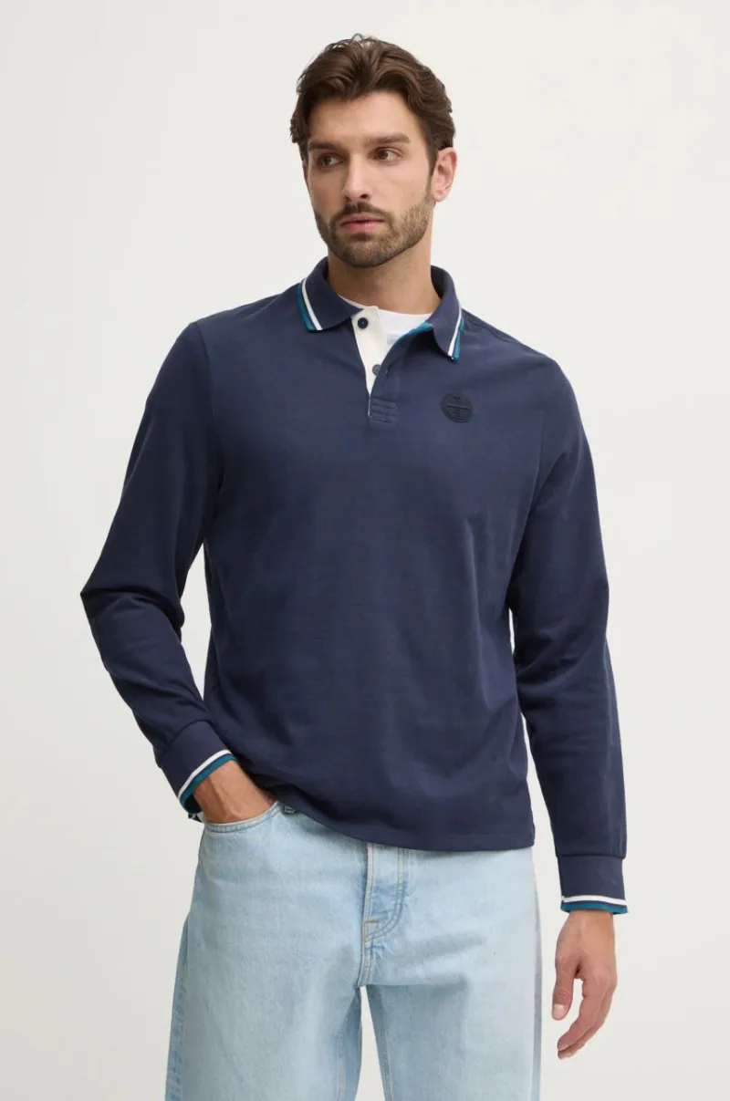 North Sails longsleeve din bumbac culoarea albastru marin