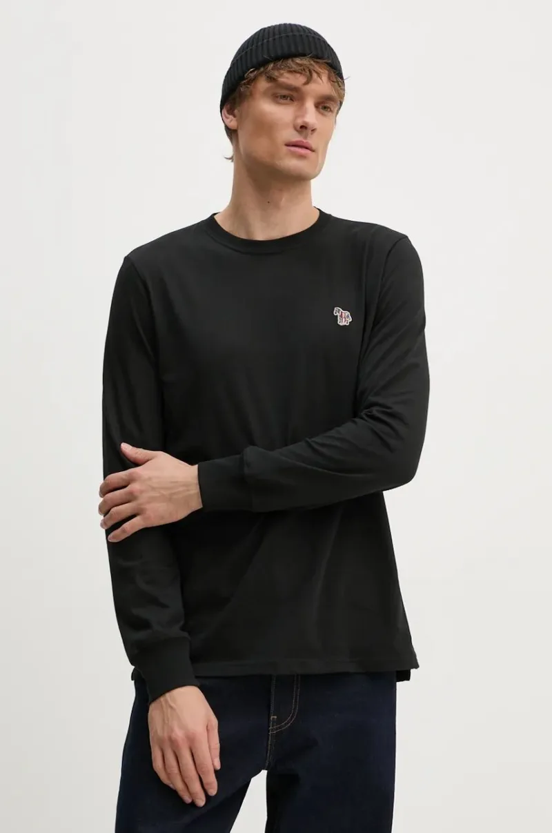 PS Paul Smith longsleeve din bumbac culoarea negru