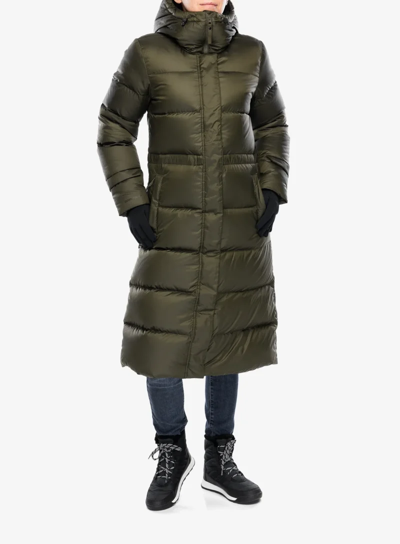 Palton matlasat femei Helly Hansen Essence Long Down Coat - utility green/snow