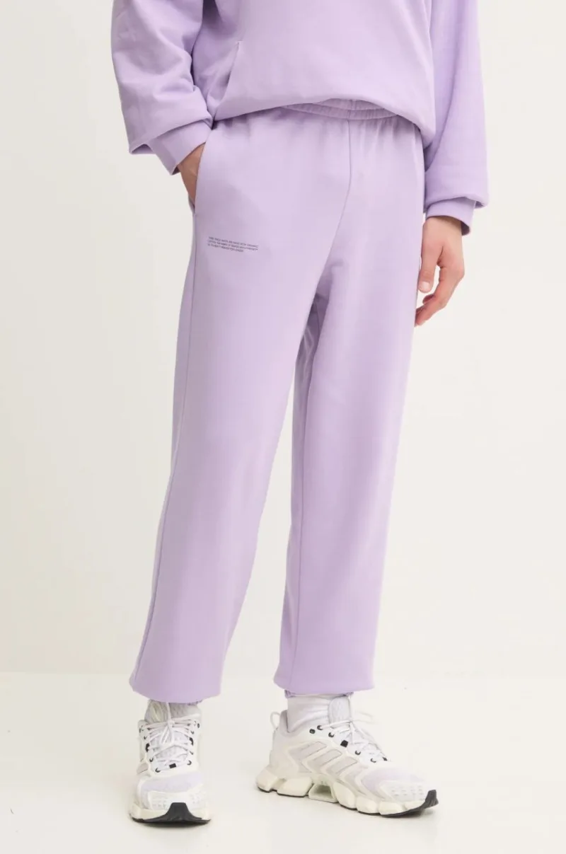 Pangaia pantaloni de trening din bumbac culoarea violet